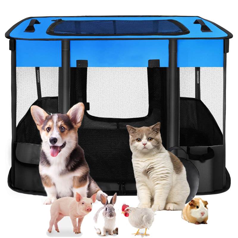 Tucker Murphy Pet Portable Pet Playpen Foldable Exercise Play Tent Kennel Crate For Puppy Dog Yorkie Cat Bunny Great For Indoor Outdoor Travel Camping Use Come With Free Carring Case 600D Oxford M